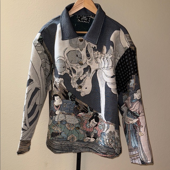 Rebel Vengeance Other - Rebel Vengeance All Over Print Skeleton Samurai Statement Jacket Men’s Size M